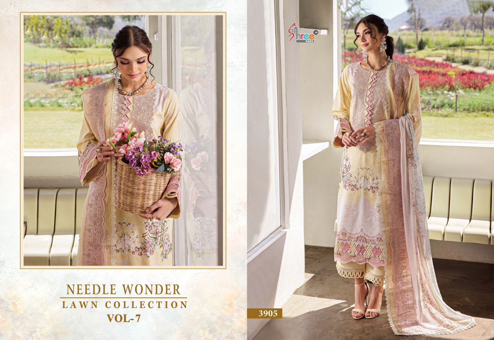 Needle Wonder Vol 7 Lawn Collection Shree Fabs Cotton Pakistani Patch Work Suits Manufacturer Gujarat