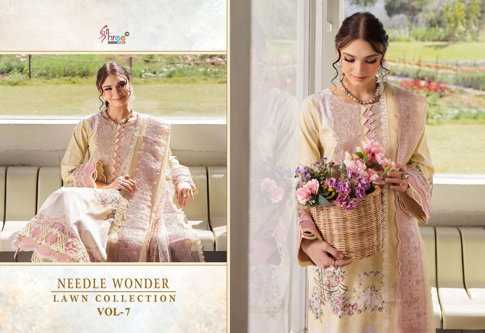 Needle Wonder Vol 7 Lawn Collection Shree Fabs Cotton Pakistani Patch Work Suits Manufacturer Gujarat