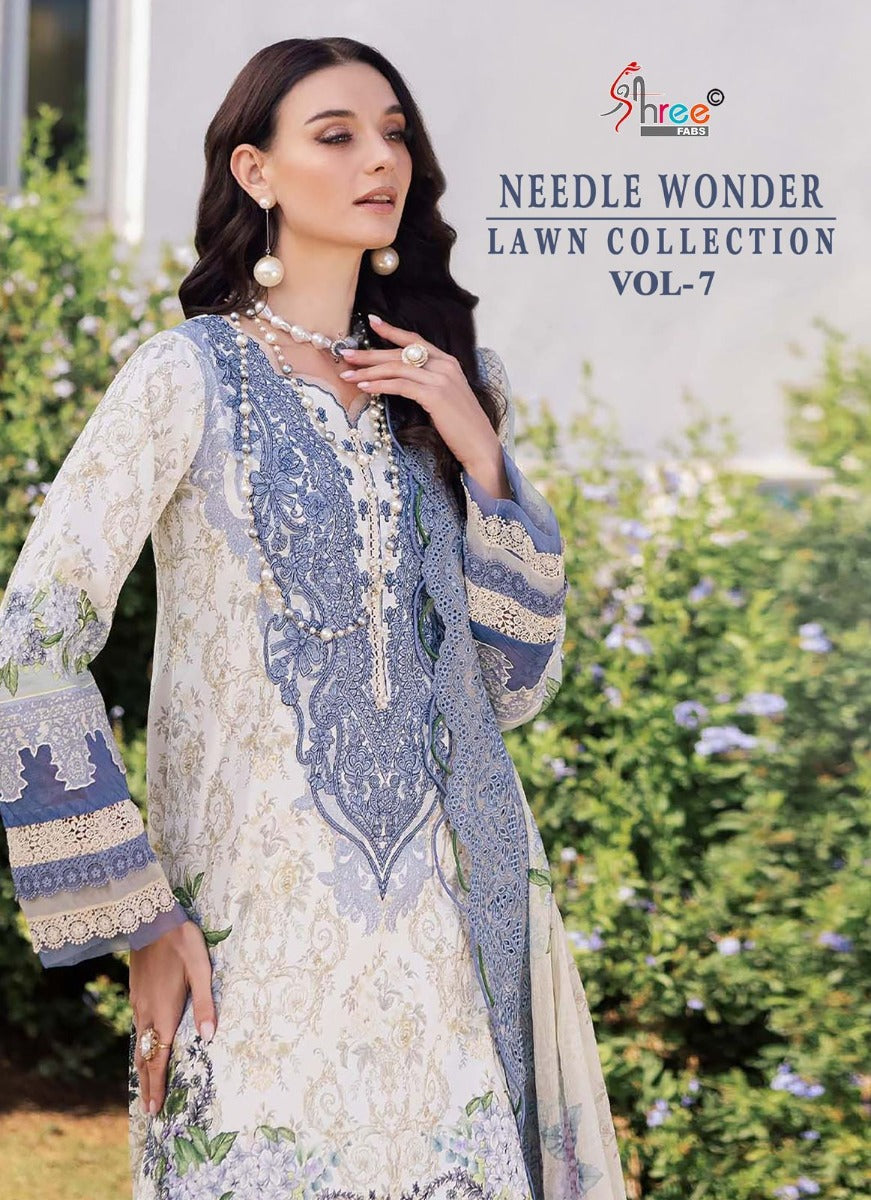 Needle Wonder Vol 7 Lawn Collection Shree Fabs Cotton Pakistani Patch Work Suits Manufacturer Gujarat