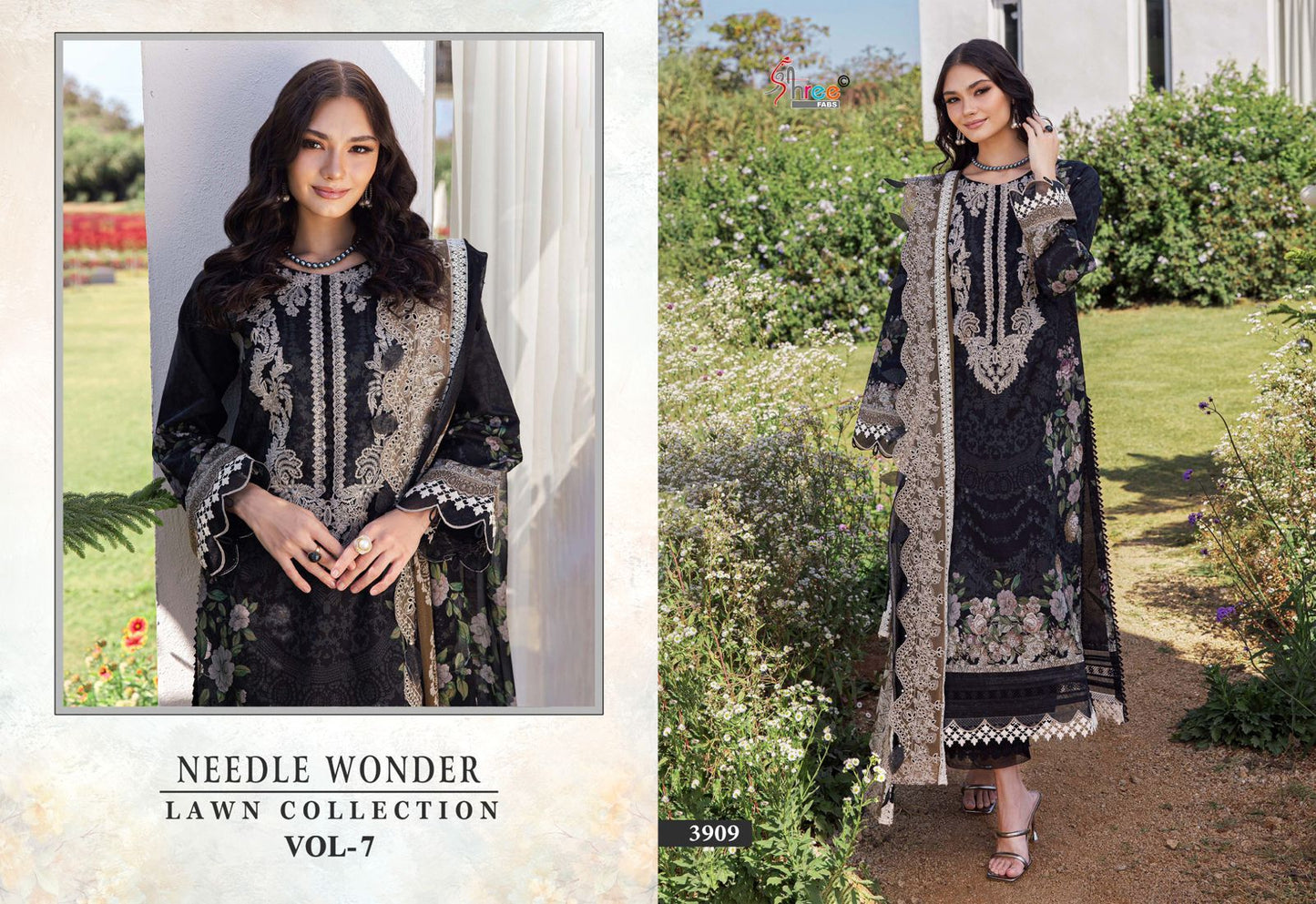 Needle Wonder Vol 7 Lawn Collection Shree Fabs Cotton Pakistani Patch Work Suits Manufacturer Gujarat