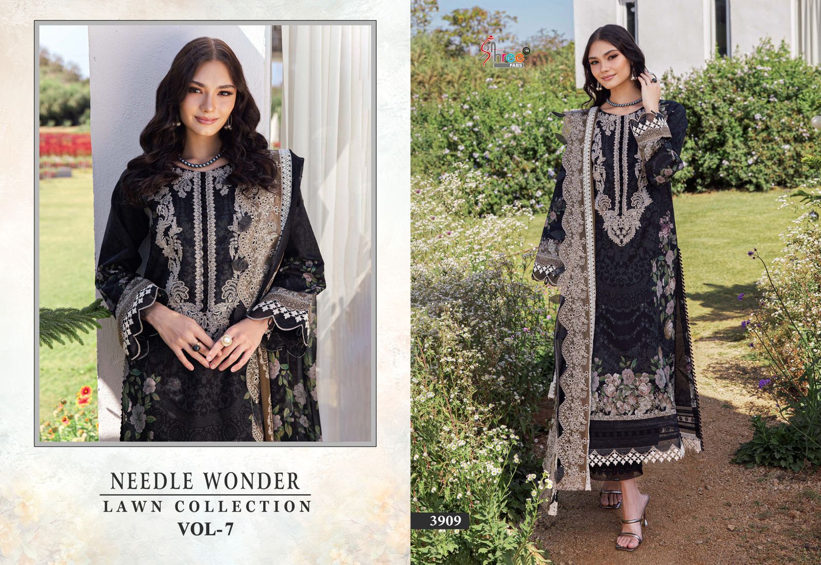 Needle Wonder Vol 7 Lawn Collection Shree Fabs Cotton Pakistani Patch Work Suits Manufacturer Gujarat