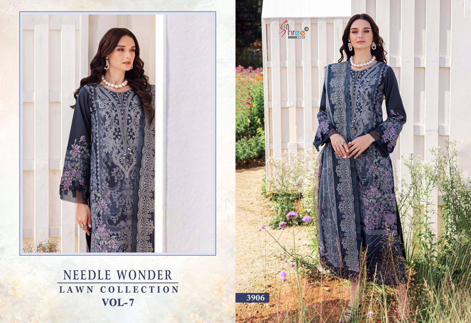 Needle Wonder Vol 7 Lawn Collection Shree Fabs Cotton Pakistani Patch Work Suits Manufacturer Gujarat