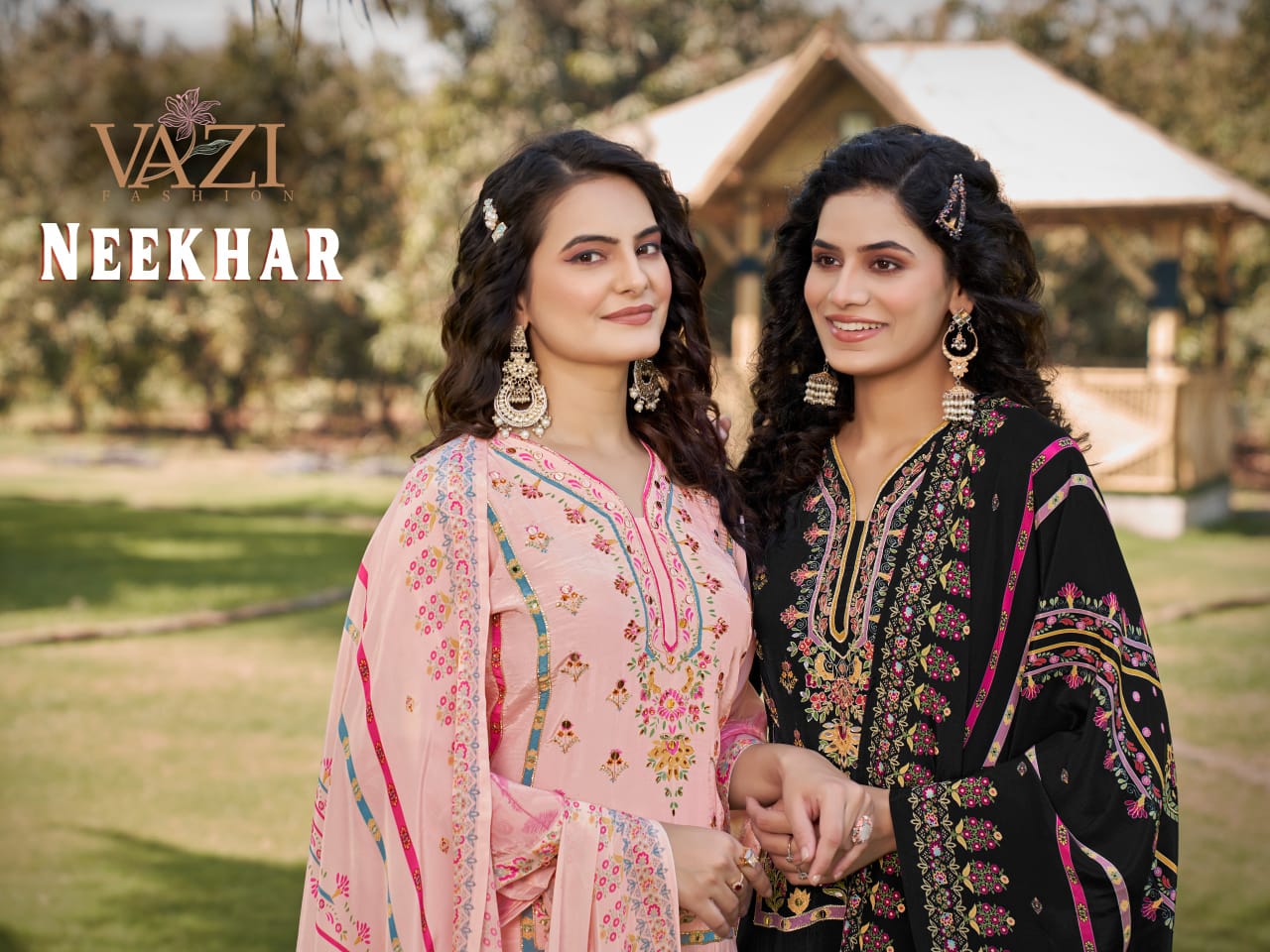 Neekhar Vazi Fashion Natural Crepe Pakistani Readymade Suits Wholesaler Ahmedabad