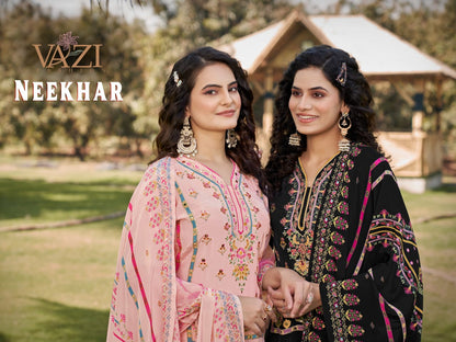 Neekhar Vazi Fashion Natural Crepe Pakistani Readymade Suits Wholesaler Ahmedabad
