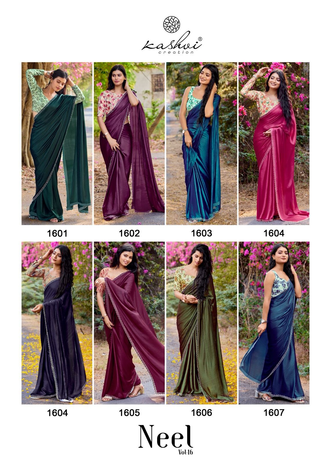 Neel Vol 16 Kashvi Creation Satin Sarees Supplier