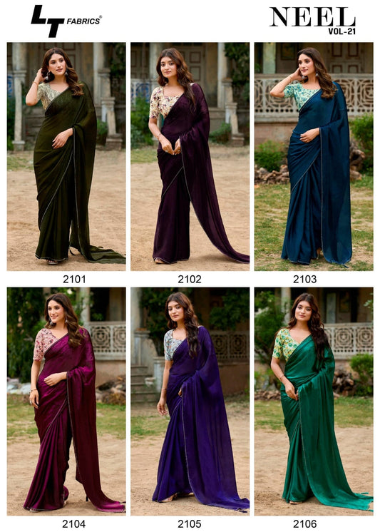Neel Vol 21 Lt Fabrics Mono Satin Sarees Exporter India