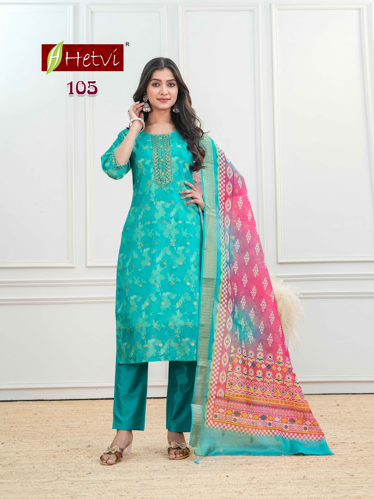 Neela Hetvi Silk Readymade Pant Style Suits Exporter Gujarat