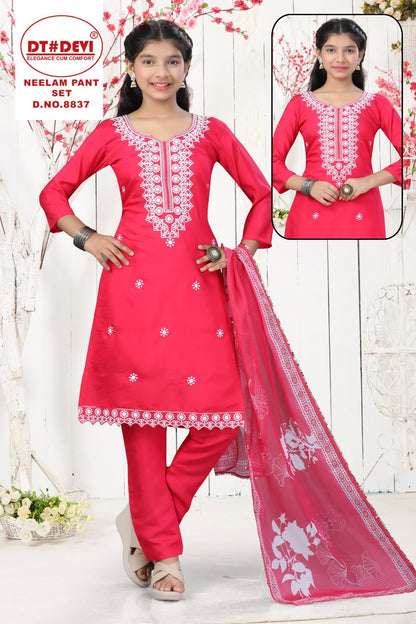 Neelam 8837 Dt Devi Roman Silk Girls Readymade Pant Suits Wholesale Price