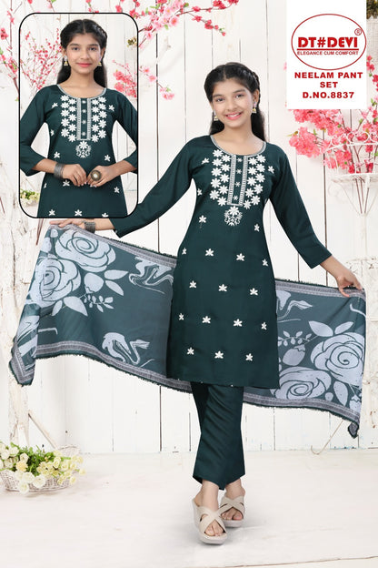 Neelam 8837 Dt Devi Roman Silk Girls Readymade Pant Suits Wholesale Price