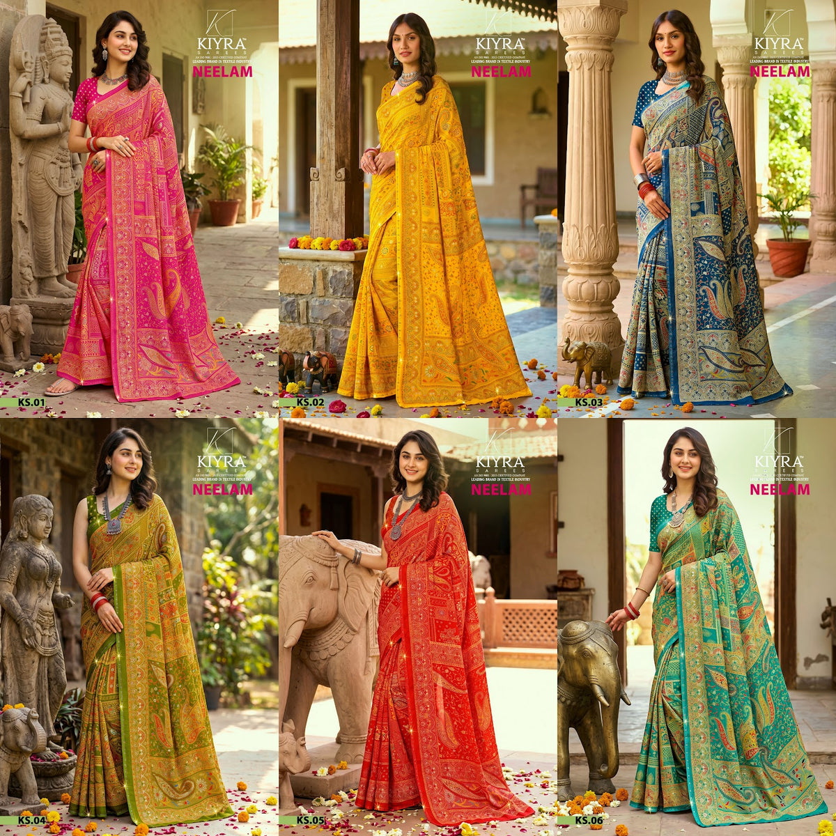 Neelam Kiyra Dull Moss Sarees Wholesaler Gujarat