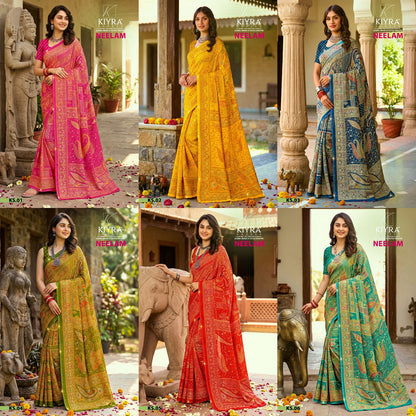 Neelam Kiyra Dull Moss Sarees Wholesaler Gujarat