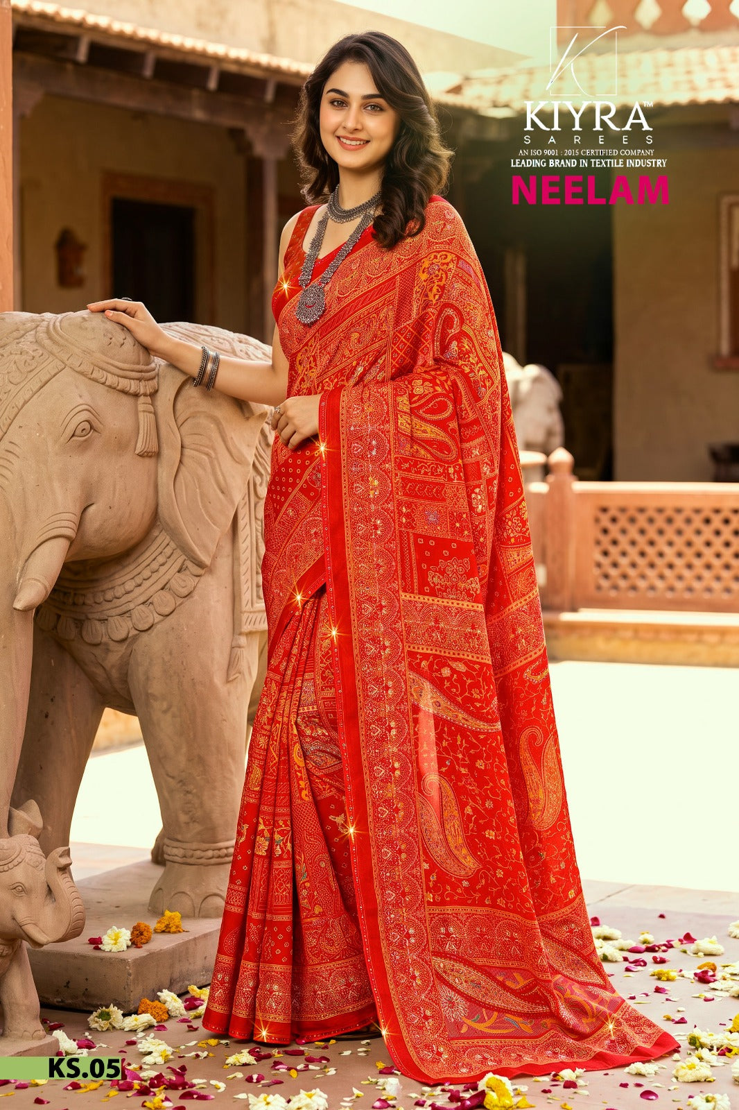 Neelam Kiyra Dull Moss Sarees Wholesaler Gujarat
