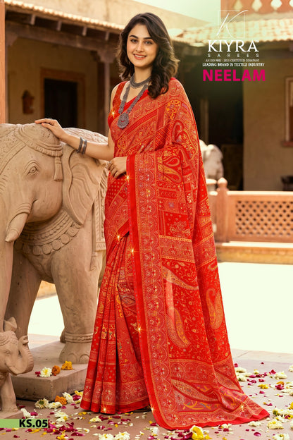 Neelam Kiyra Dull Moss Sarees Wholesaler Gujarat