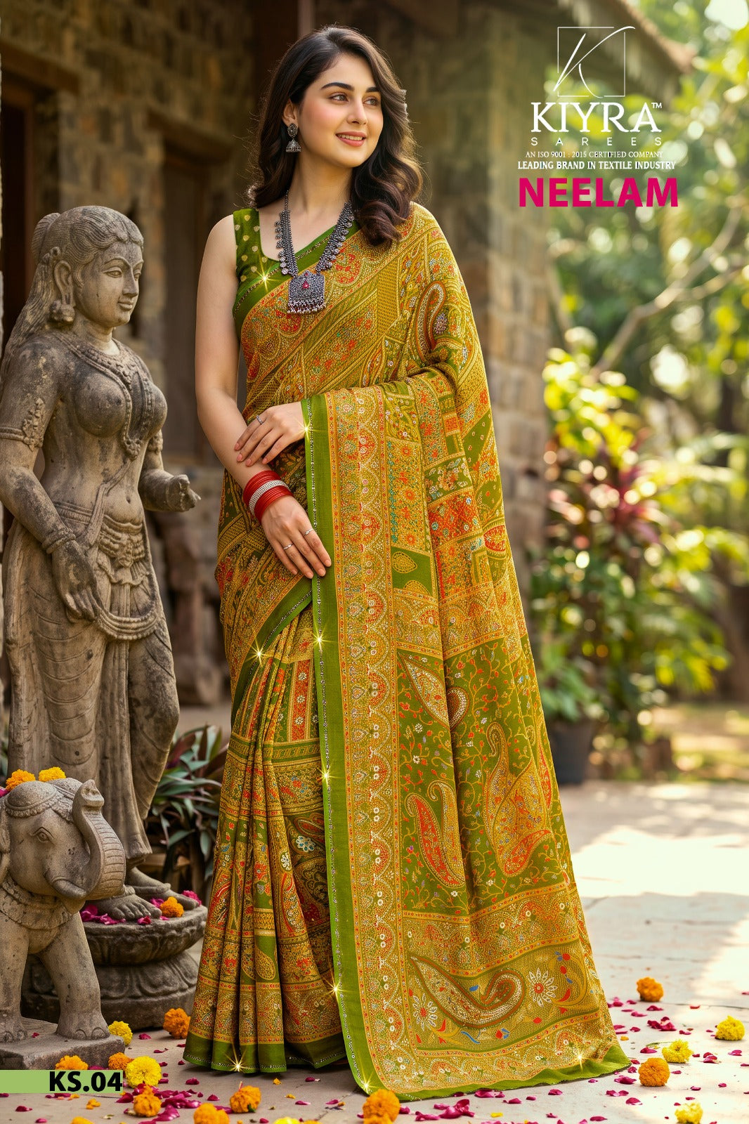 Neelam Kiyra Dull Moss Sarees Wholesaler Gujarat