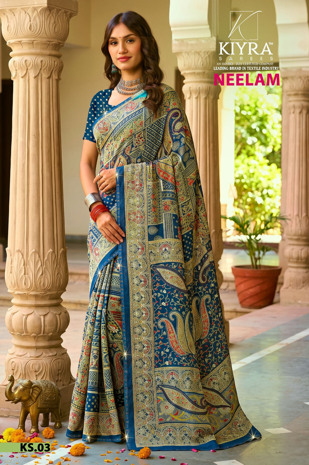 Neelam Kiyra Dull Moss Sarees Wholesaler Gujarat