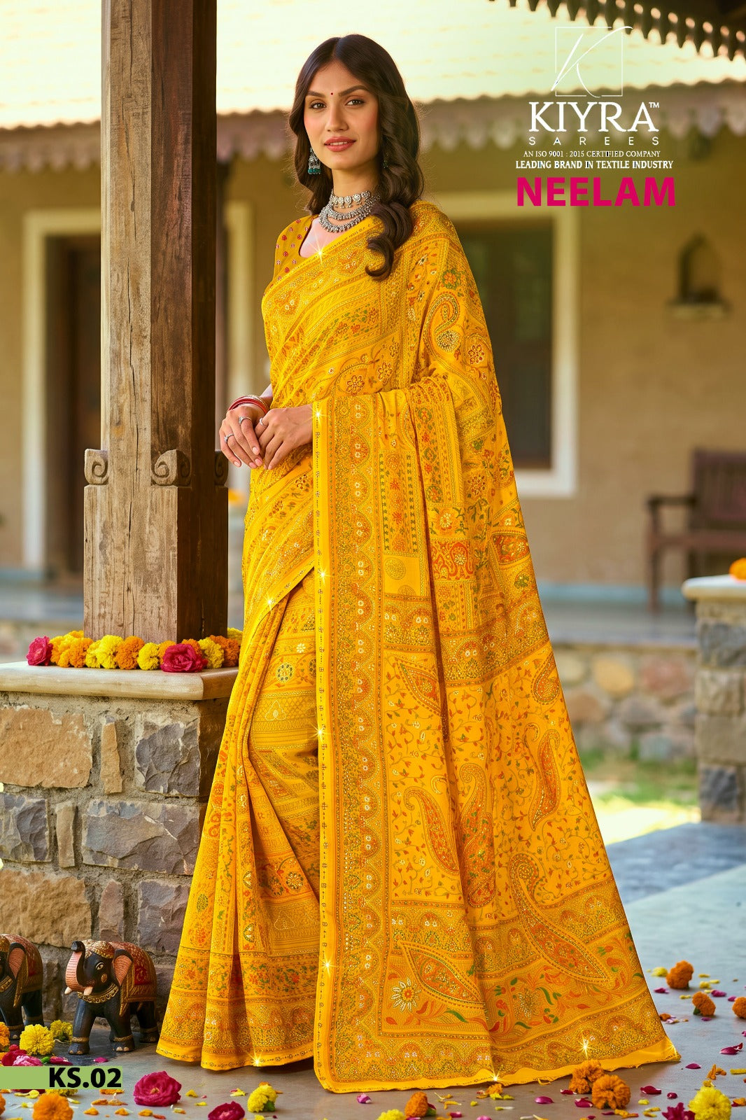 Neelam Kiyra Dull Moss Sarees Wholesaler Gujarat