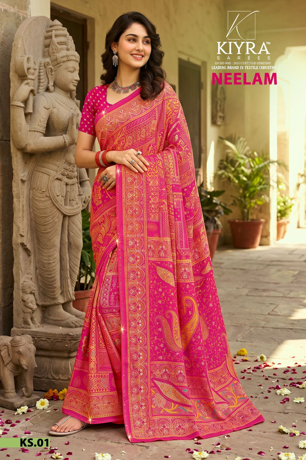 Neelam Kiyra Dull Moss Sarees Wholesaler Gujarat