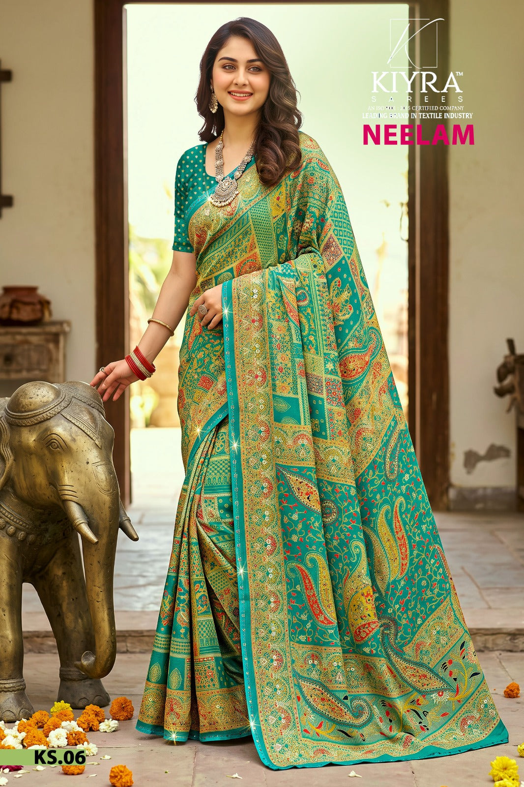 Neelam Kiyra Dull Moss Sarees Wholesaler Gujarat