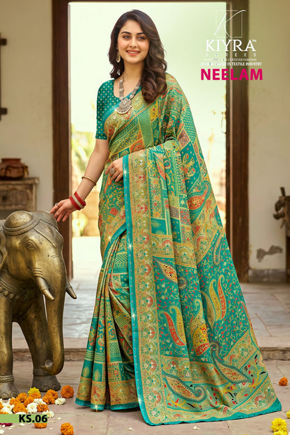 Neelam Kiyra Dull Moss Sarees Wholesaler Gujarat