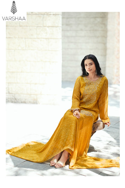 Neelaya Varshaa Viscose Organza Pant Style Suits Exporter