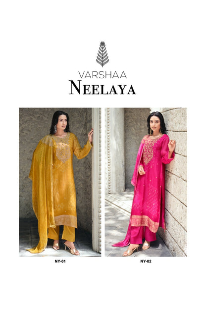 Neelaya Varshaa Viscose Organza Pant Style Suits Exporter