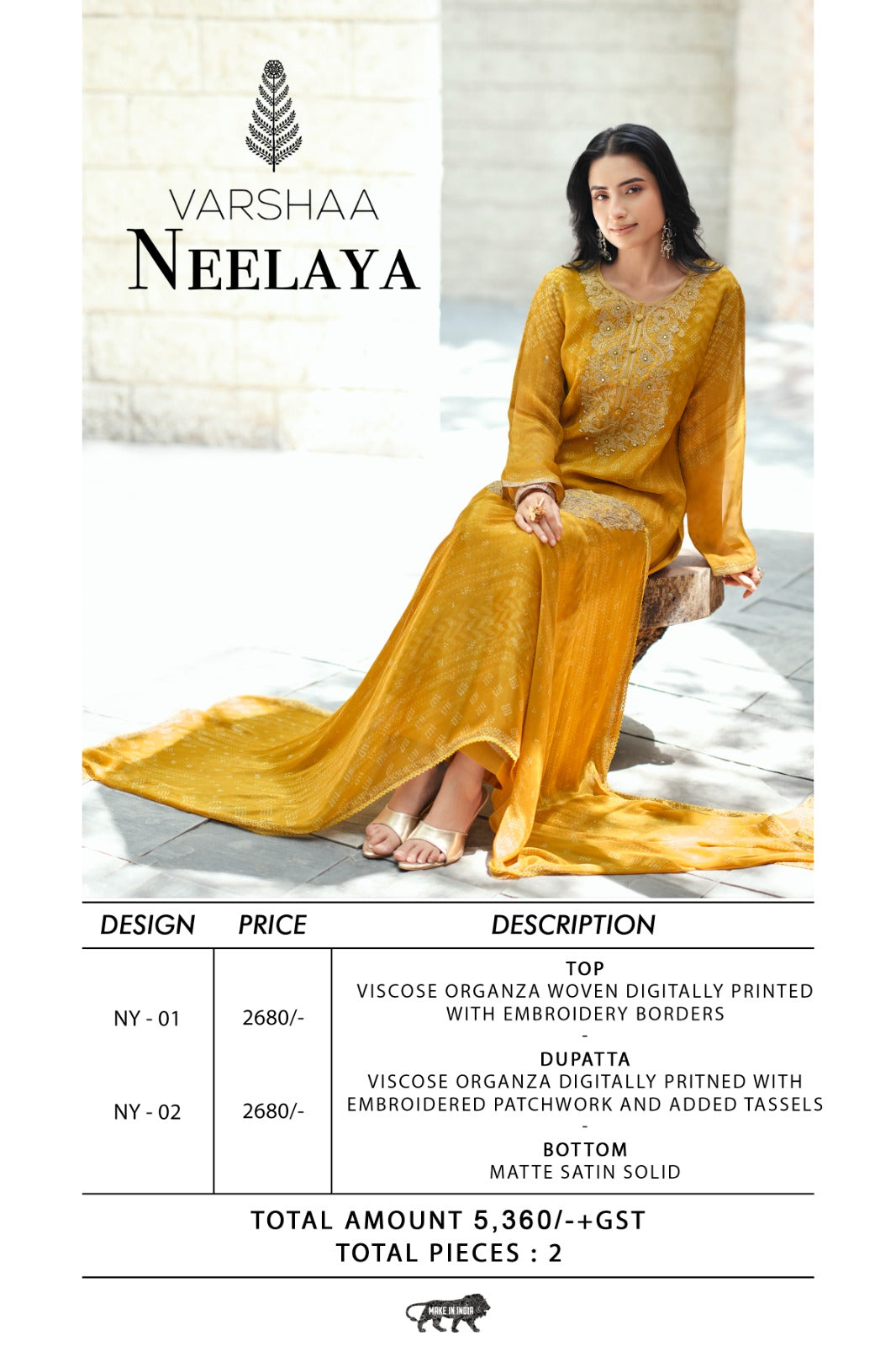 Neelaya Varshaa Viscose Organza Pant Style Suits Exporter