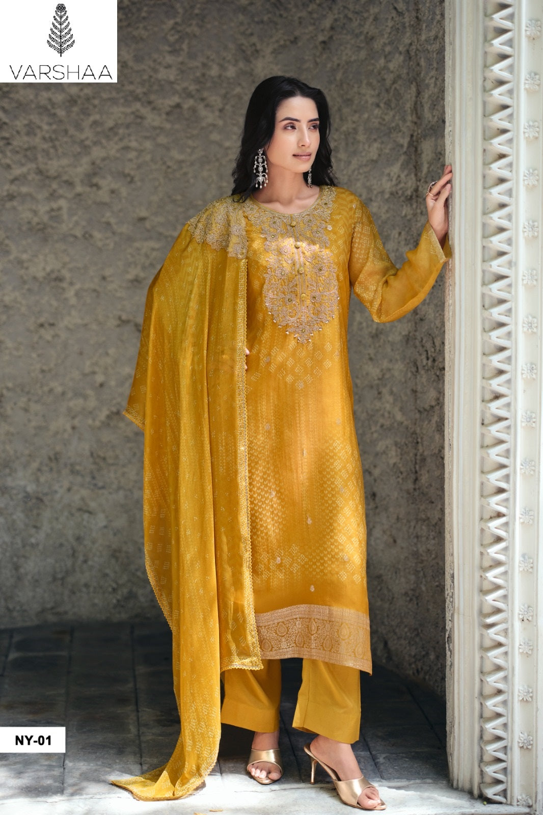 Neelaya Varshaa Viscose Organza Pant Style Suits Exporter