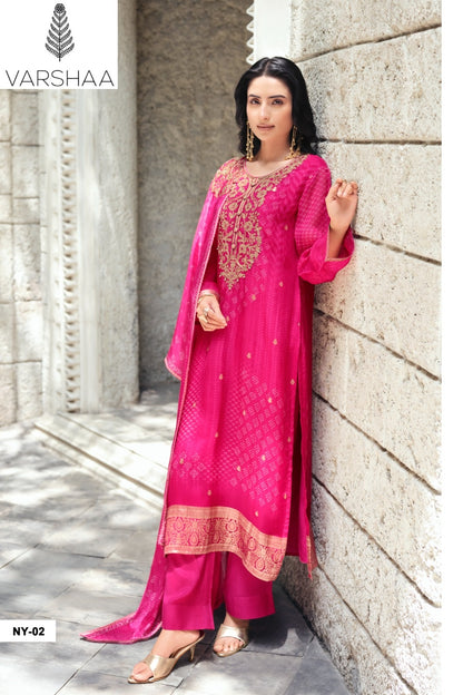 Neelaya Varshaa Viscose Organza Pant Style Suits Exporter
