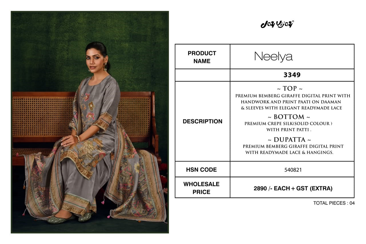 Neelya 3349 Jay Vijay Bemberg Plazzo Style Suits Wholesale