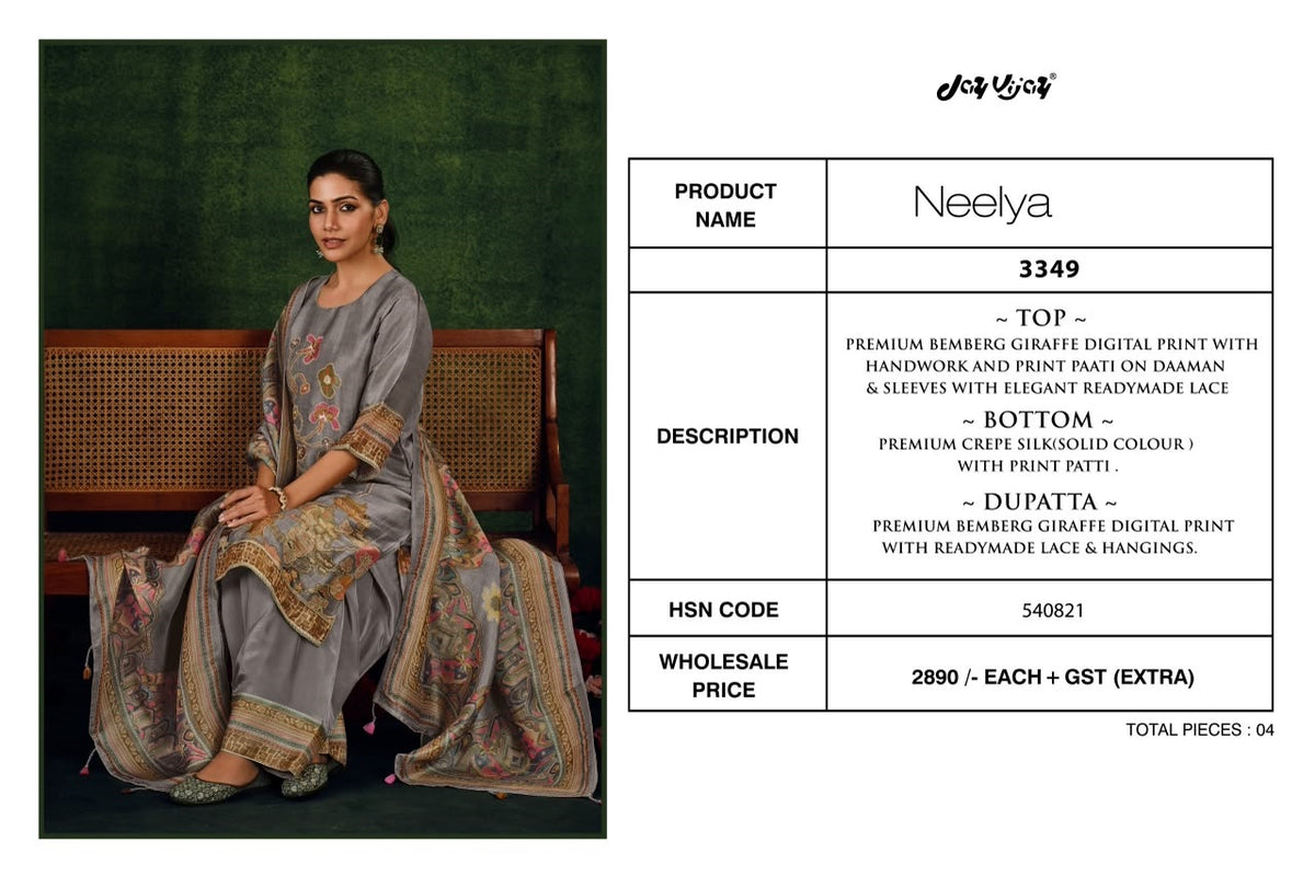 Neelya 3349 Jay Vijay Bemberg Plazzo Style Suits Wholesale