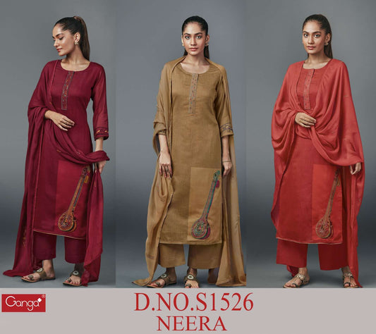 Neera 1526 Ganga Woven Silk Plazzo Style Suits Supplier Ahmedabad