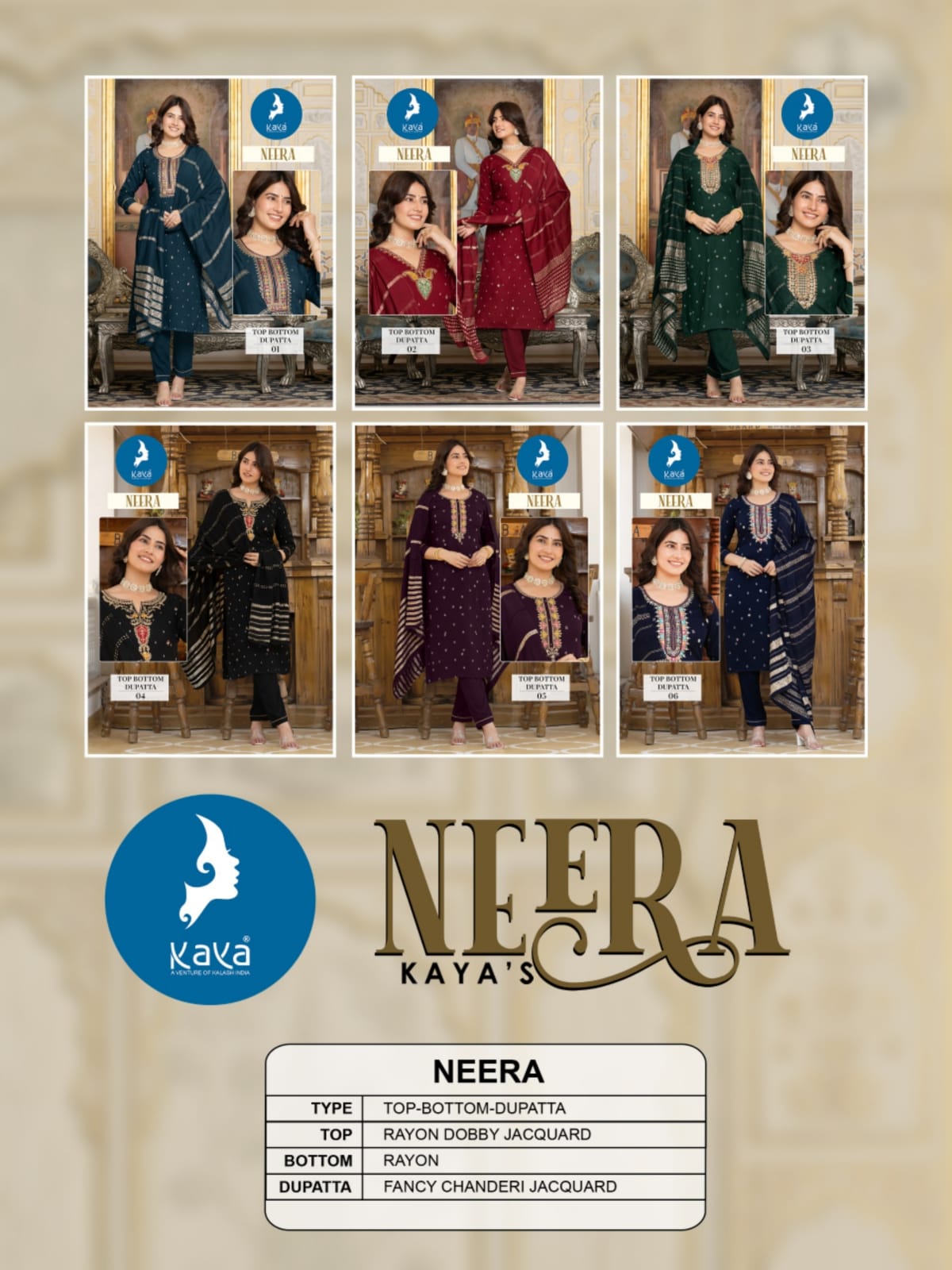 Neera Kaya Rayon Readymade Pant Style Suits Exporter Ahmedabad