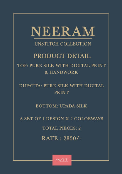 Neeram Naariti Pure Silk Pant Style Suits Supplier Gujarat
