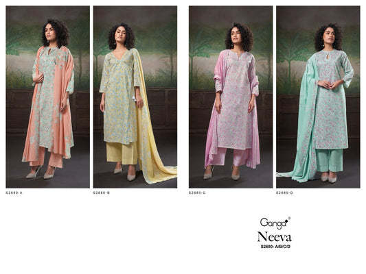 Neeva 2680 Ganga Premium Cotton Plazzo Style Suits Exporter Ahmedabad