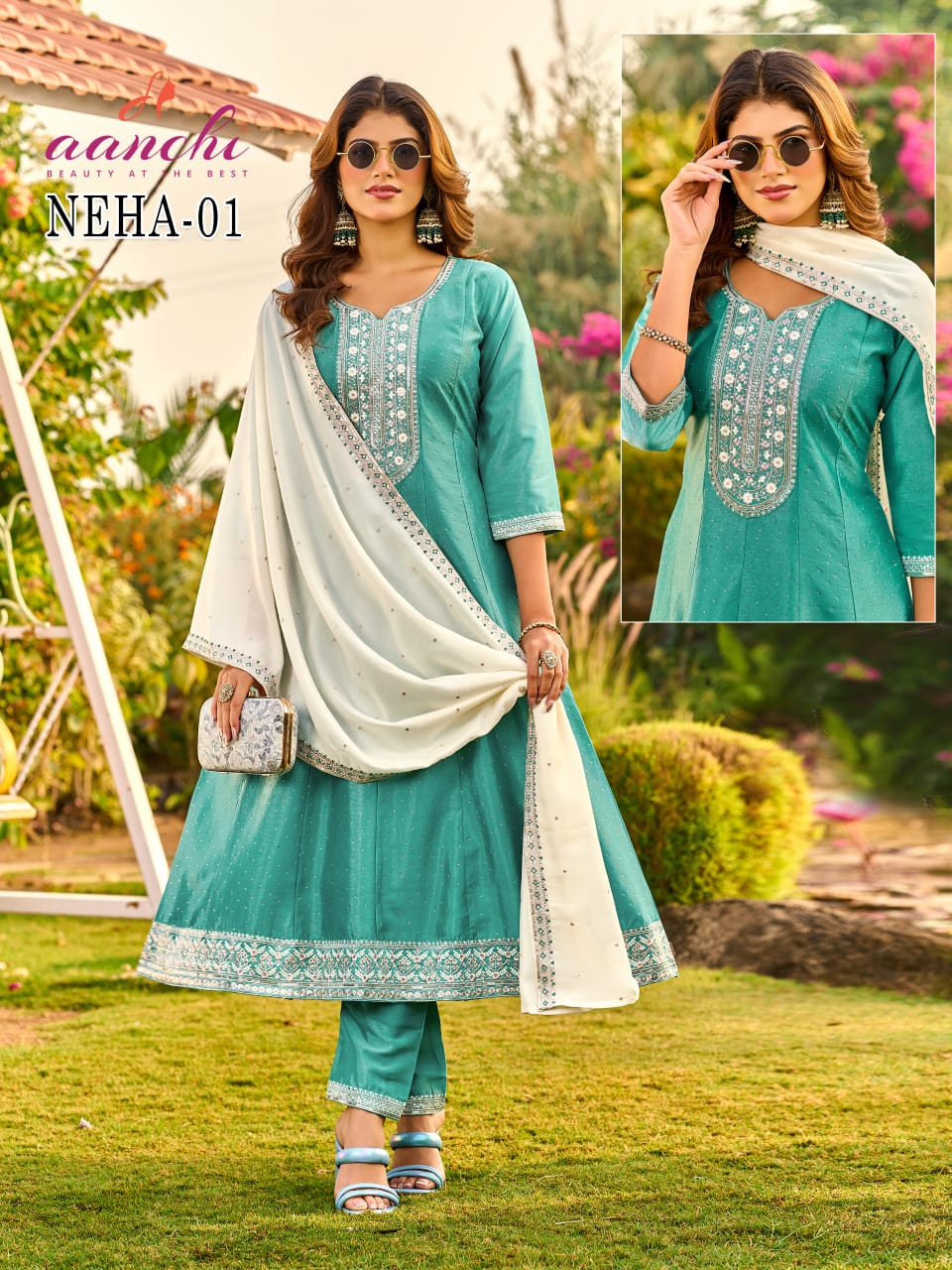 Neha-Kashish Aanchi Silk Readymade Anarkali Suits Wholesaler