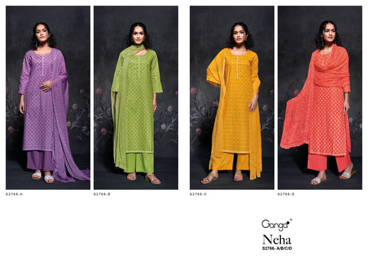 Neha 2766 Ganga Premium Cotton Plazzo Style Suits Supplier India