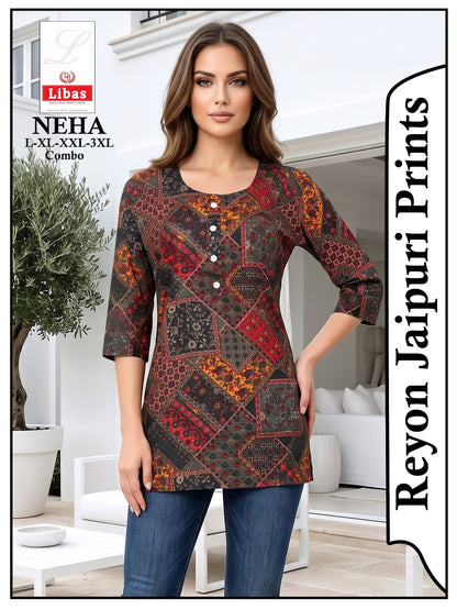 Neha Libas Amiti Cotton Rayon Short Kurtis Wholesaler