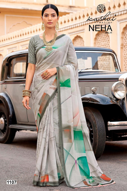 Neha Vol 11 Kashvi Creation Dull Moss Sarees Wholesaler Gujarat