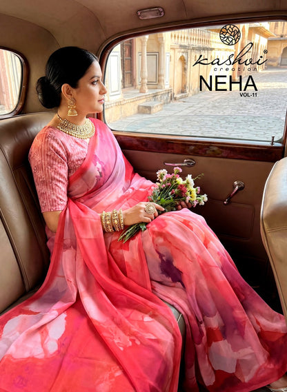 Neha Vol 11 Kashvi Creation Dull Moss Sarees Wholesaler Gujarat