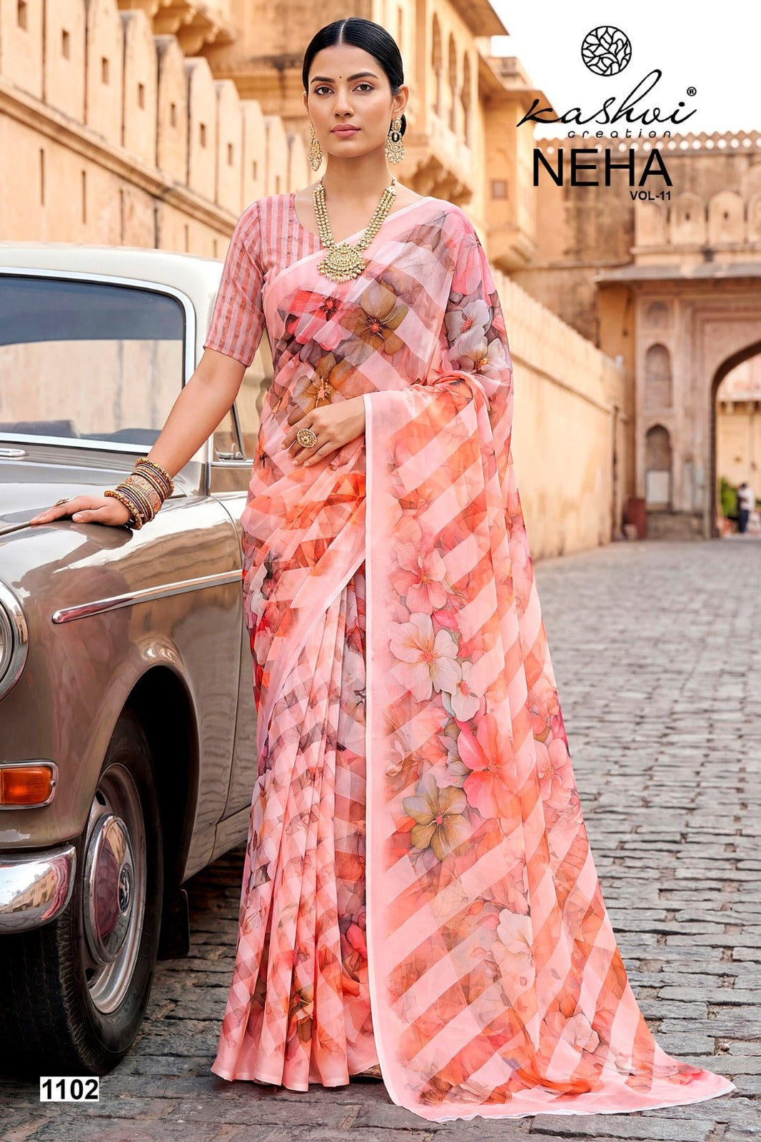 Neha Vol 11 Kashvi Creation Dull Moss Sarees Wholesaler Gujarat