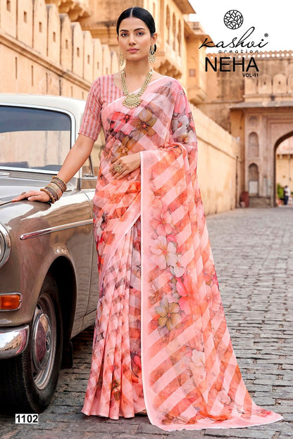 Neha Vol 11 Kashvi Creation Dull Moss Sarees Wholesaler Gujarat