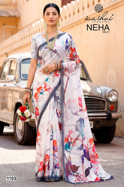Neha Vol 11 Kashvi Creation Dull Moss Sarees Wholesaler Gujarat