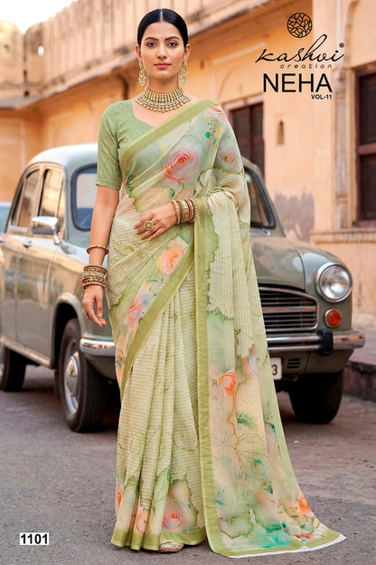Neha Vol 11 Kashvi Creation Dull Moss Sarees Wholesaler Gujarat