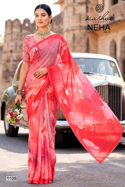 Neha Vol 11 Kashvi Creation Dull Moss Sarees Wholesaler Gujarat