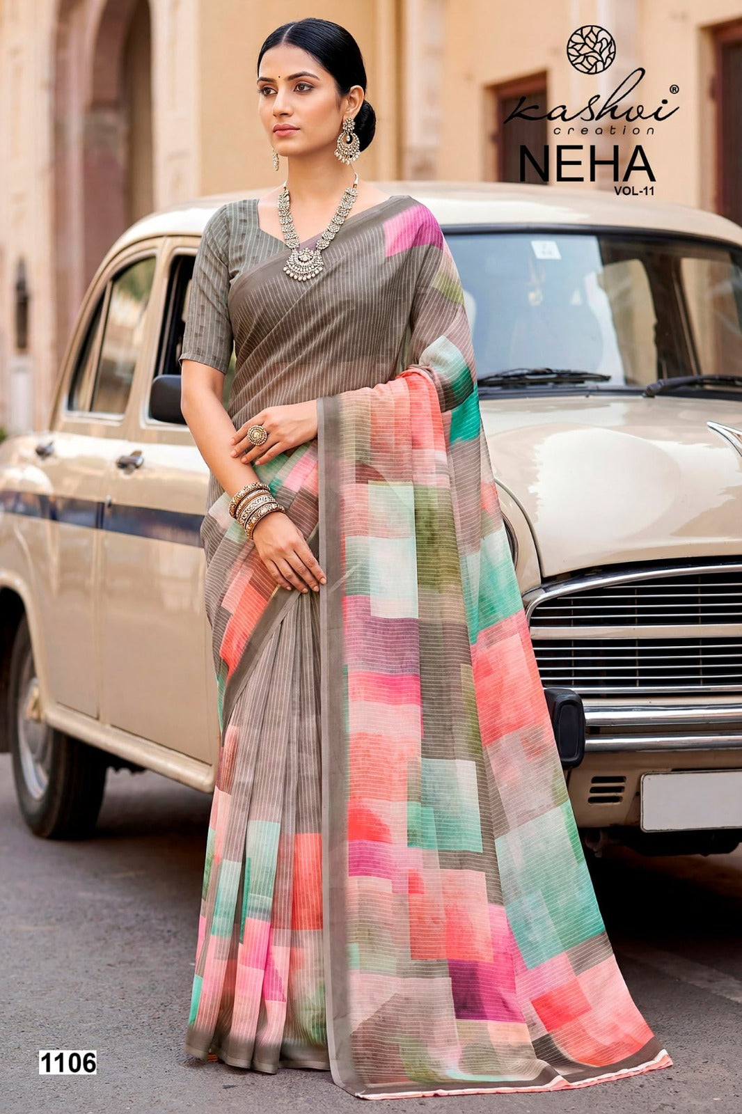 Neha Vol 11 Kashvi Creation Dull Moss Sarees Wholesaler Gujarat