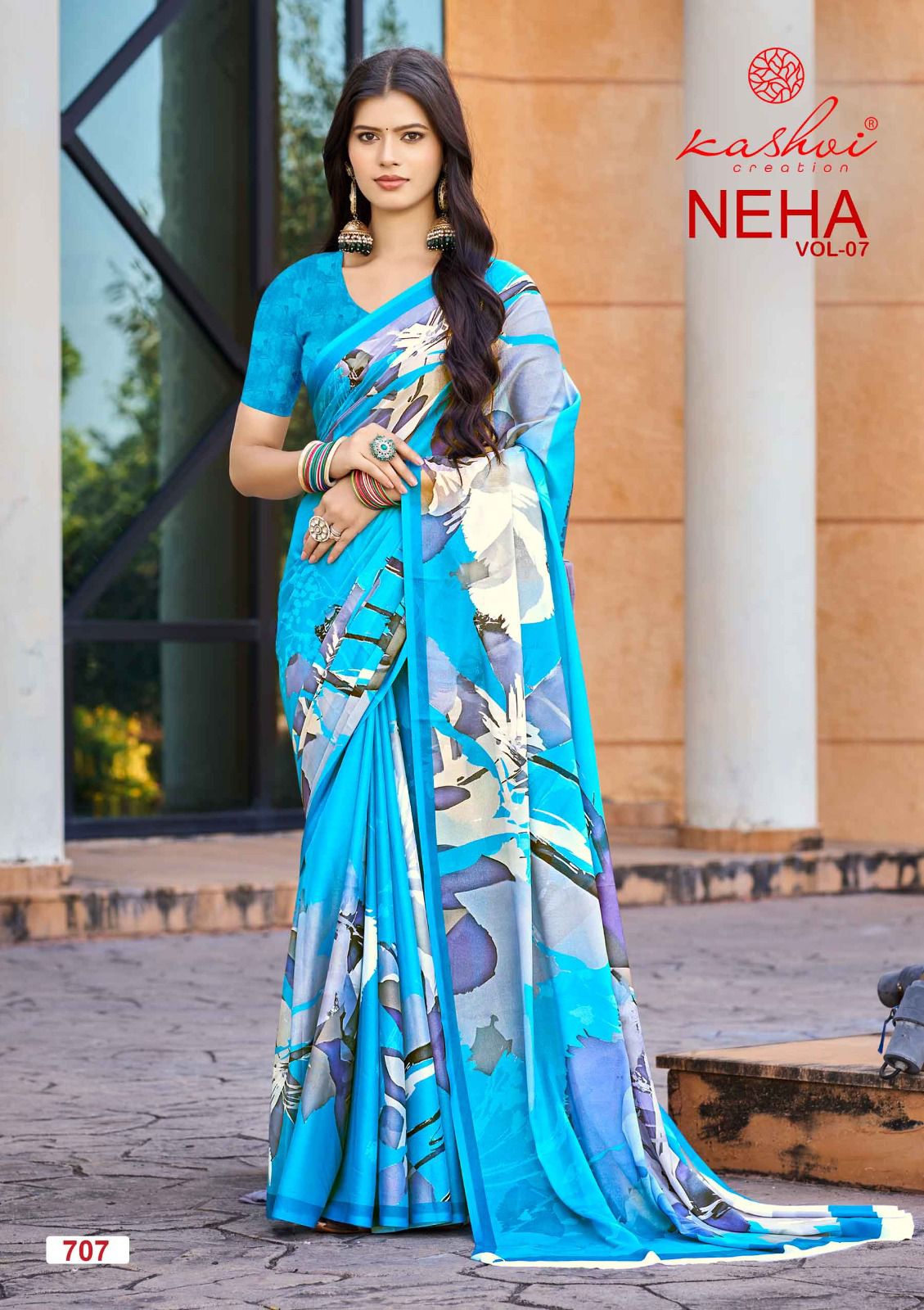 Neha Vol 7 Kashvi Creation Dull Moss Sarees Wholesale Price