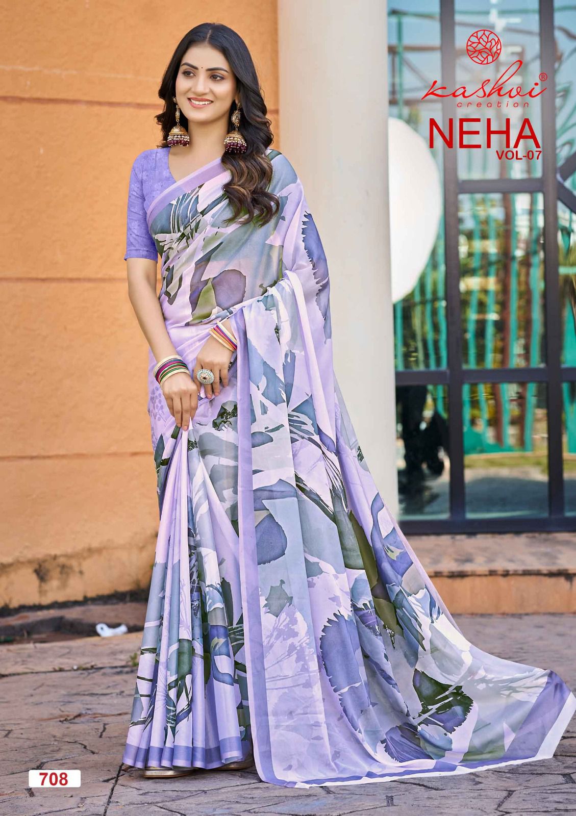 Neha Vol 7 Kashvi Creation Dull Moss Sarees Wholesale Price