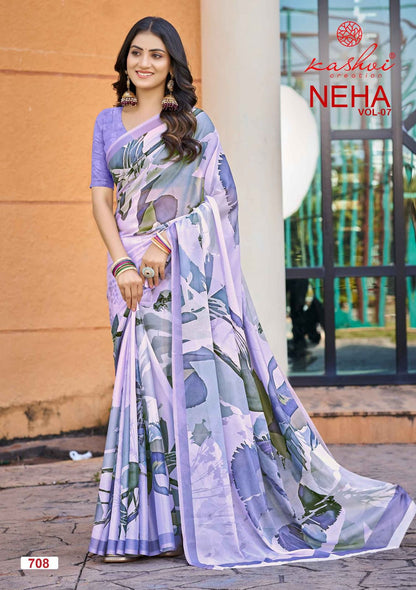 Neha Vol 7 Kashvi Creation Dull Moss Sarees Wholesale Price