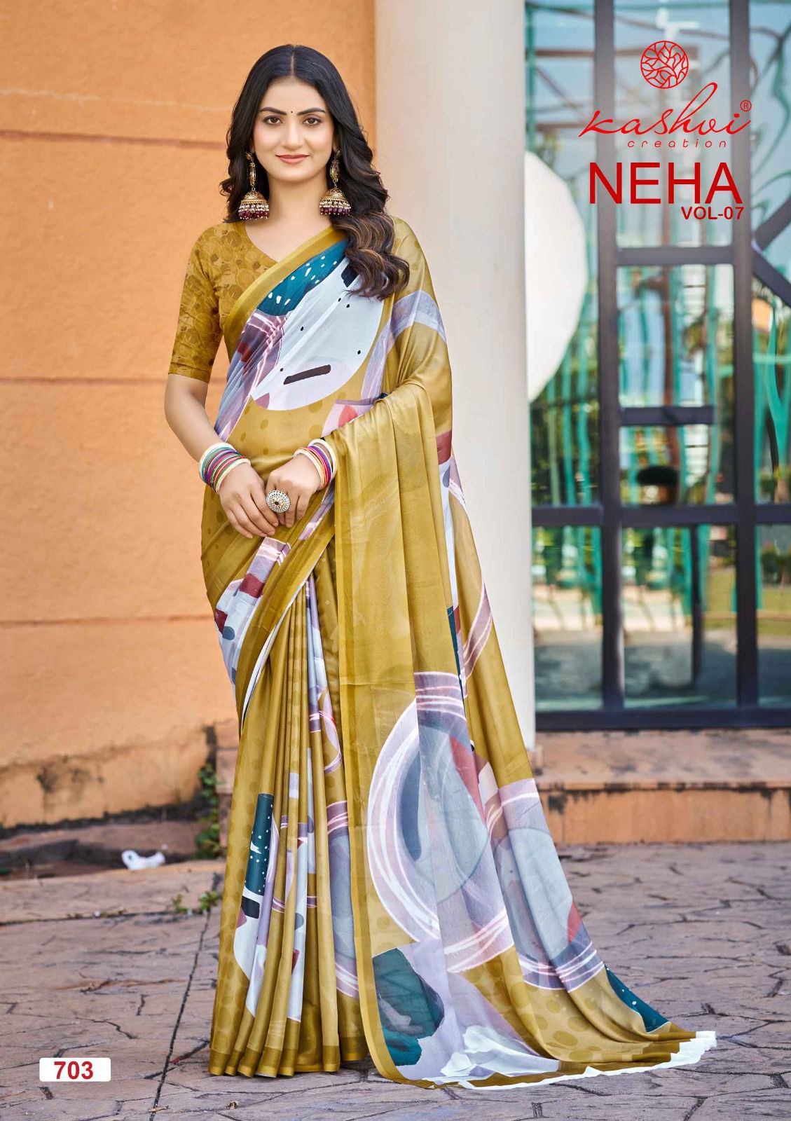 Neha Vol 7 Kashvi Creation Dull Moss Sarees Wholesale Price