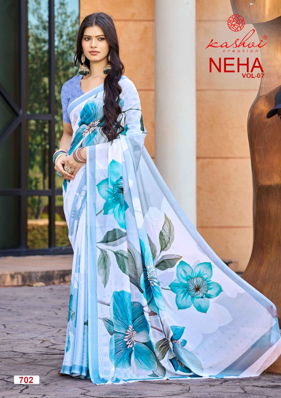 Neha Vol 7 Kashvi Creation Dull Moss Sarees Wholesale Price